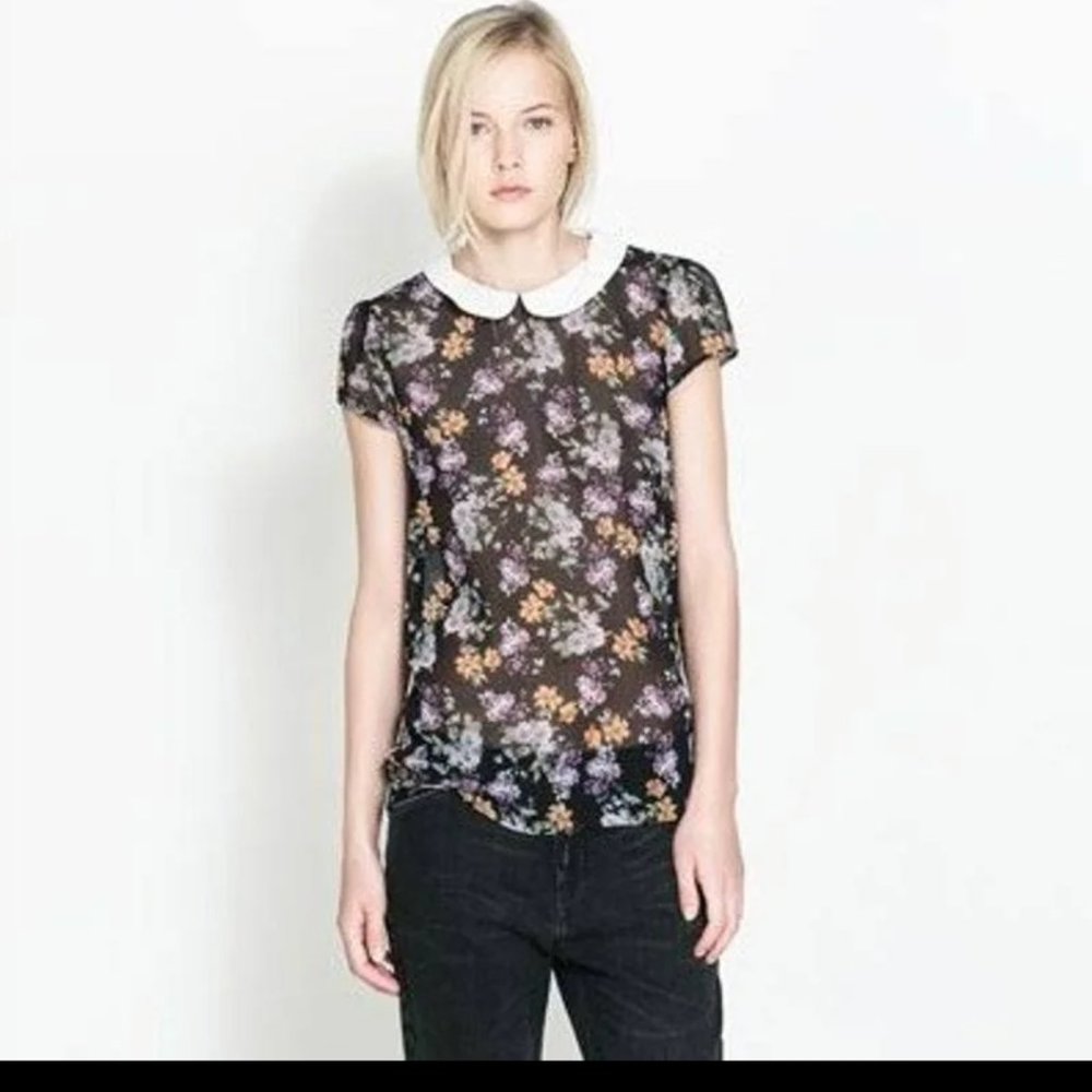 Zara Collar Printed Blouse